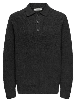 ONSDALE RLX LS POLO KNIT NOOS black
