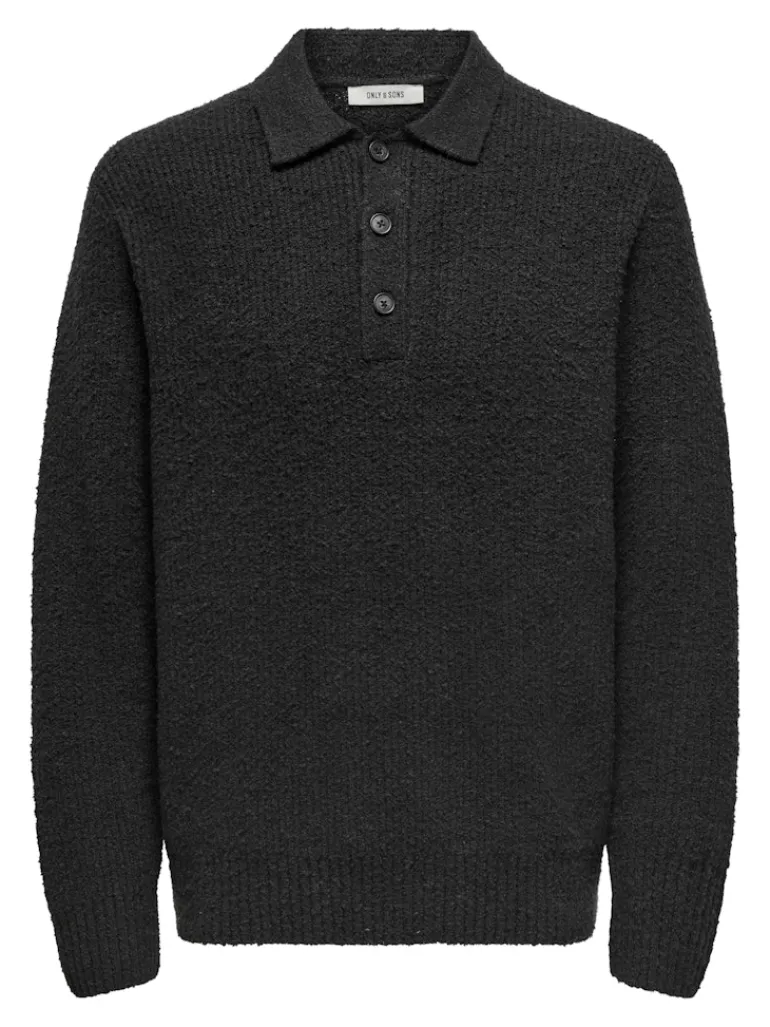 ONSDALE RLX LS POLO KNIT NOOS black