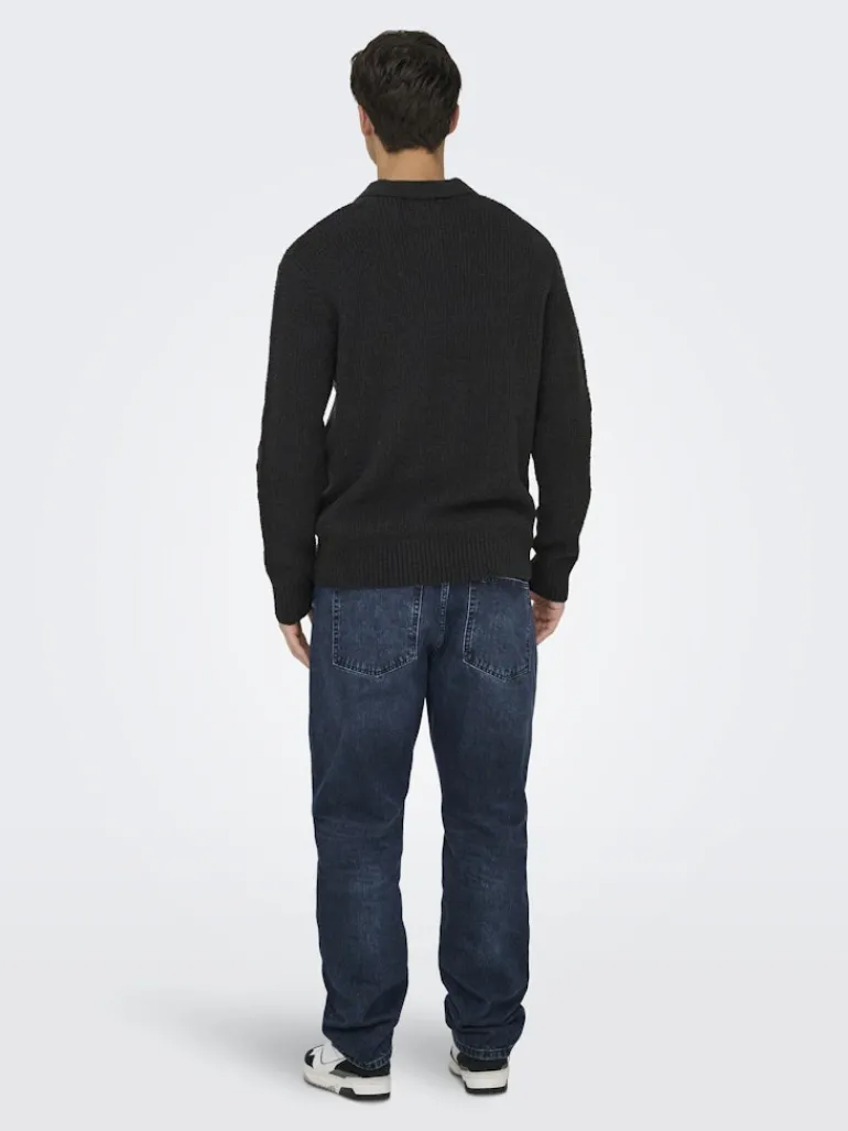 ONSDALE RLX LS POLO KNIT NOOS black