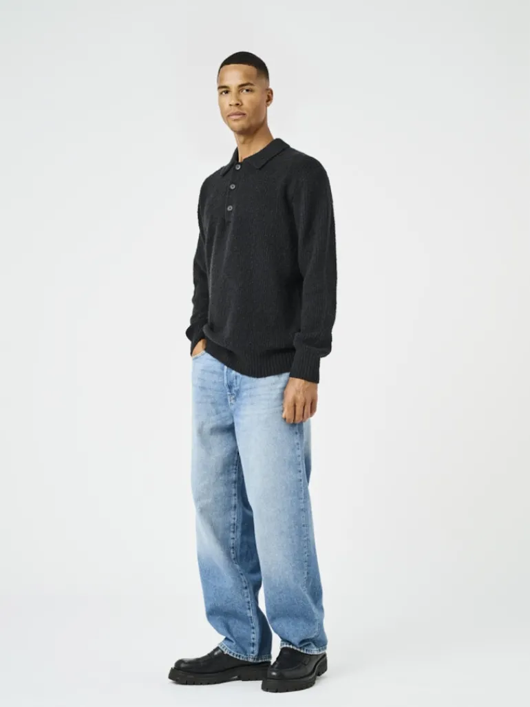 ONSDALE RLX LS POLO KNIT NOOS black
