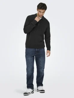 ONSDALE RLX LS POLO KNIT NOOS black