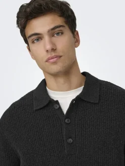 ONSDALE RLX LS POLO KNIT NOOS black