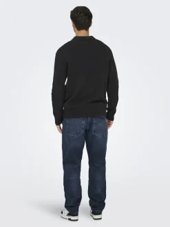 ONSDALE RLX LS POLO KNIT NOOS black