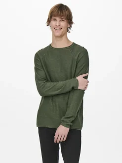 ONSDEXTOR 12 WASH RAGLAN KNIT olive night