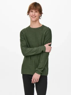 ONSDEXTOR 12 WASH RAGLAN KNIT olive night