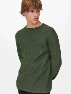 ONSDEXTOR 12 WASH RAGLAN KNIT olive night