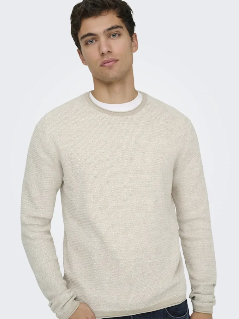 ONSERIC REG 12 STRUC CREW KNIT NOOS silver lining2