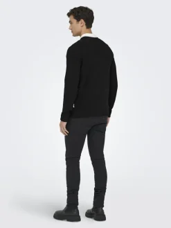 ONSETHAN LIFE REG 7 CREW KNIT NOOS black