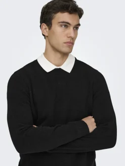 ONSETHAN LIFE REG 7 CREW KNIT NOOS black