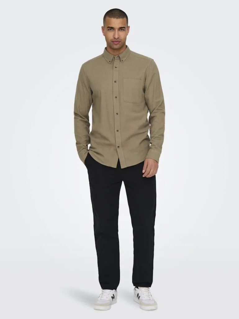 ONSGUDMUND SLIM 1-PKT SOLID SHIRT NOOS chinchilla