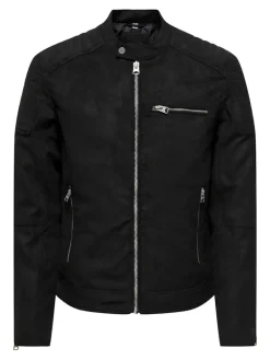 ONSGUS FAUX SUEDE RACER JACKET OTW NOOS black