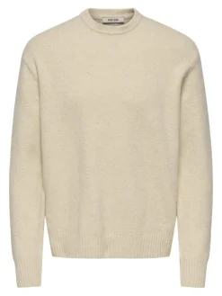 ONSJAMES RLX CREW KNIT NOOS oatmeal