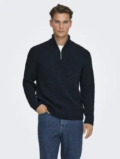 ONSJOIN REG LS HIGH NECK KNIT CAMP dark sapphire