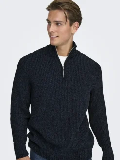 ONSJOIN REG LS HIGH NECK KNIT CAMP dark sapphire