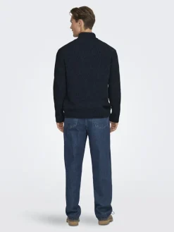 ONSJOIN REG LS HIGH NECK KNIT CAMP dark sapphire