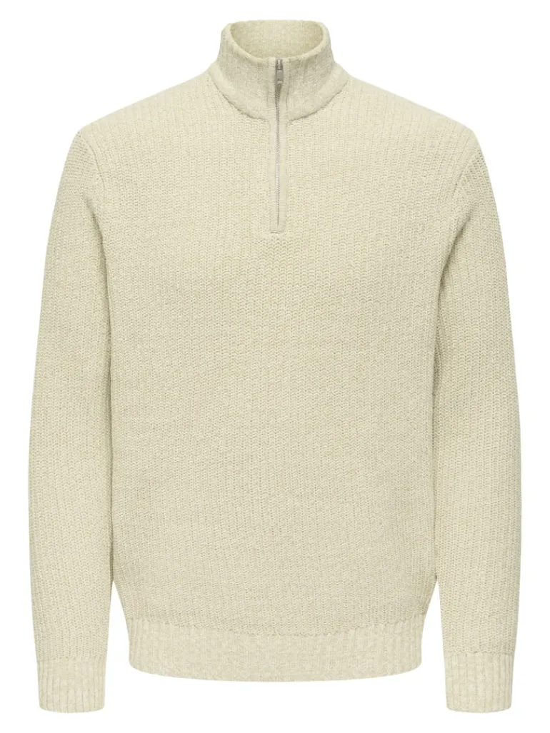 ONSJOIN REG LS HIGH NECK KNIT CAMP egret
