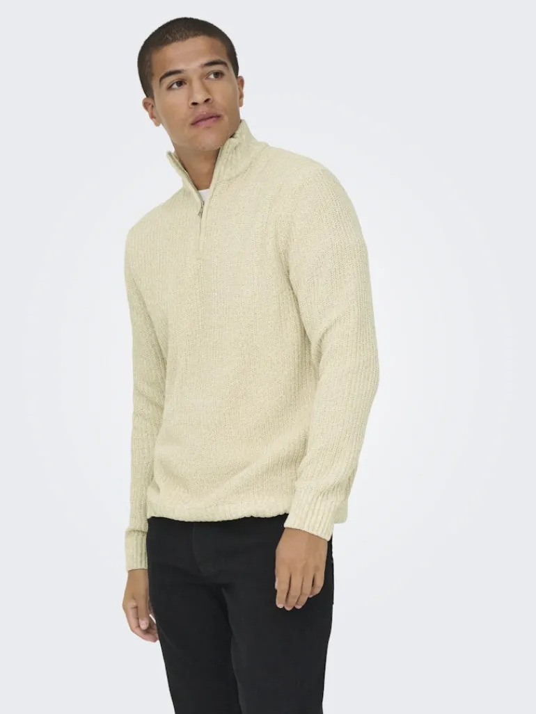 ONSJOIN REG LS HIGH NECK KNIT CAMP egret