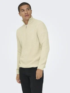 ONSJOIN REG LS HIGH NECK KNIT CAMP egret