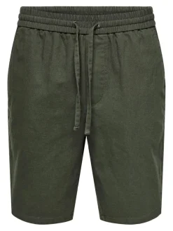 ONSLINUS 0007 COT LIN SHORTS NOOS olive night