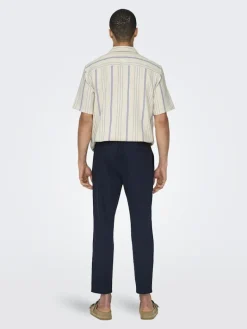 ONSLINUS CROP 0007 COT LIN PNT NOOS dark navy