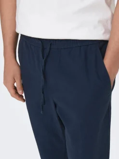 ONSLINUS CROP 0007 COT LIN PNT NOOS dark navy