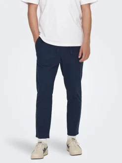ONSLINUS CROP 0007 COT LIN PNT NOOS dark navy