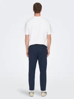 ONSLINUS CROP 0007 COT LIN PNT NOOS dark navy