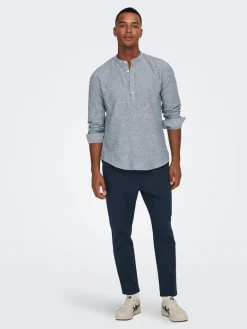ONSLINUS CROP 0007 COT LIN PNT NOOS dark navy
