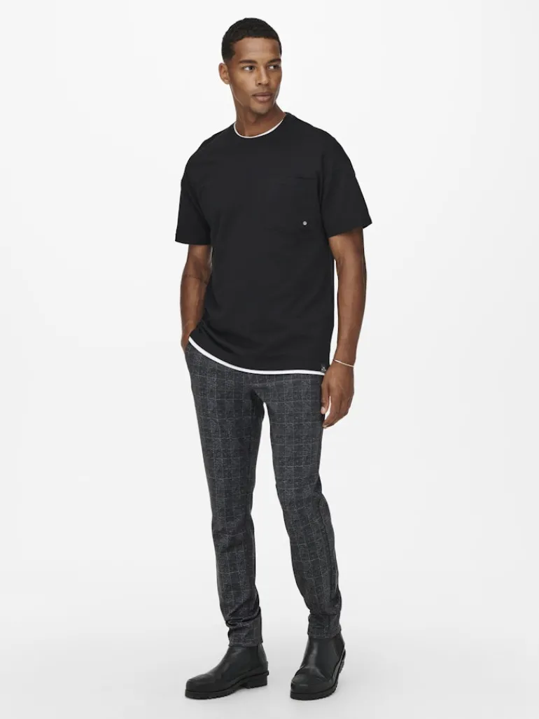 ONSMARK SLIM CHECK PANTS 9887 NOOS black