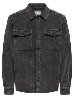 ONSMARLON 8W WASH CORD OVERSHIRT grey pinstripe