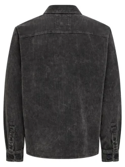 ONSMARLON 8W WASH CORD OVERSHIRT grey pinstripe