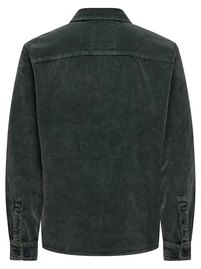 ONSMARLON 8W WASH CORD OVERSHIRT darkest spruce