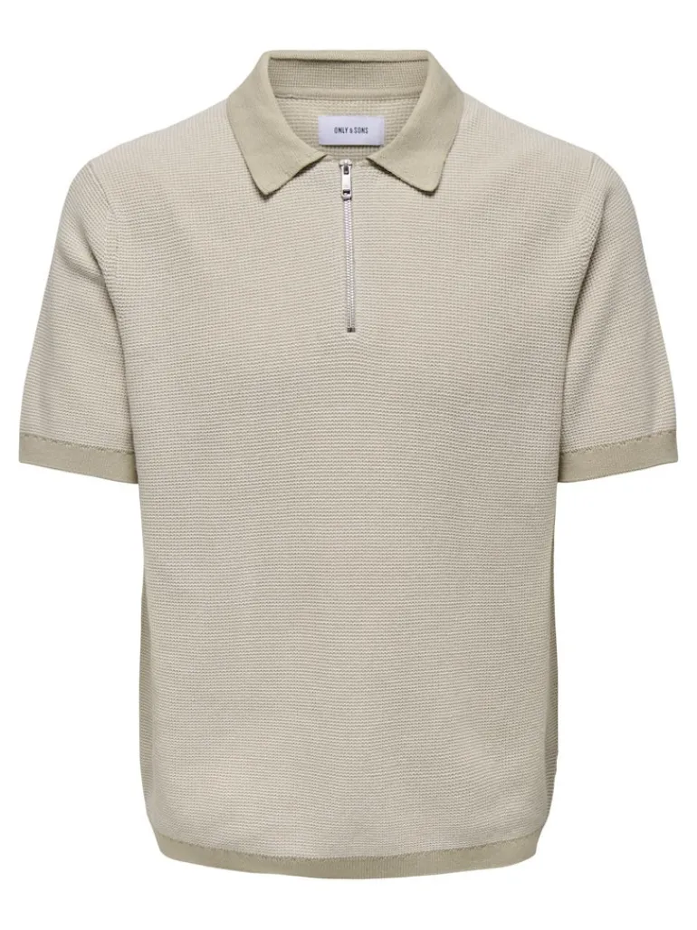 ONSMATTEO REG SS ZIP POLO cloud dancer