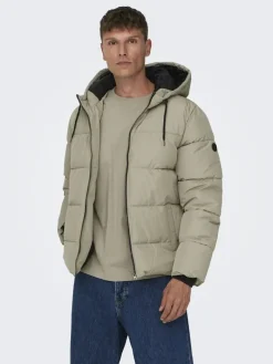 ONSMELVIN LIFE HOOD PUFFER JACKET OTW VD vintage khaki