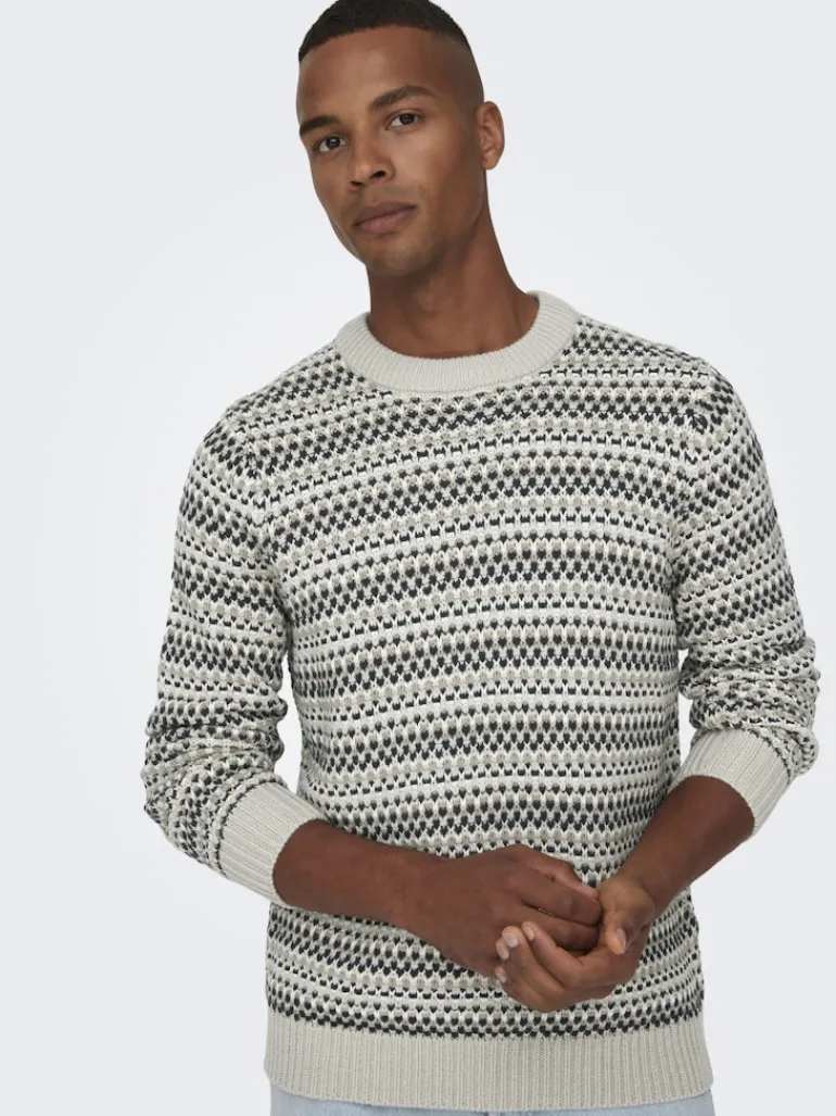 ONSMUSA REG 3 STRUC CREW KNIT silver lining