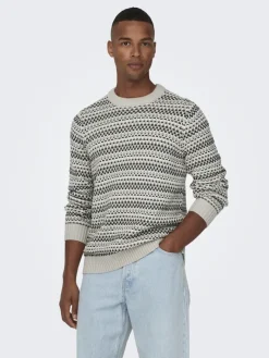 ONSMUSA REG 3 STRUC CREW KNIT silver lining