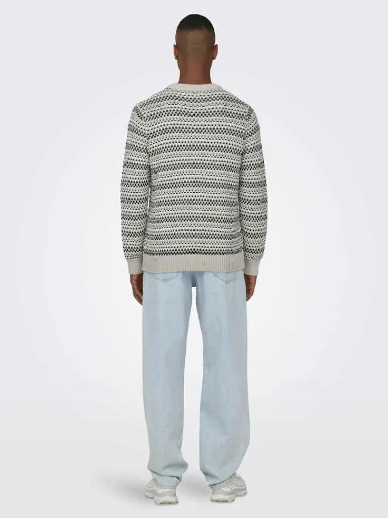 ONSMUSA REG 3 STRUC CREW KNIT silver lining