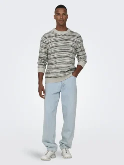 ONSMUSA REG 3 STRUC CREW KNIT silver lining