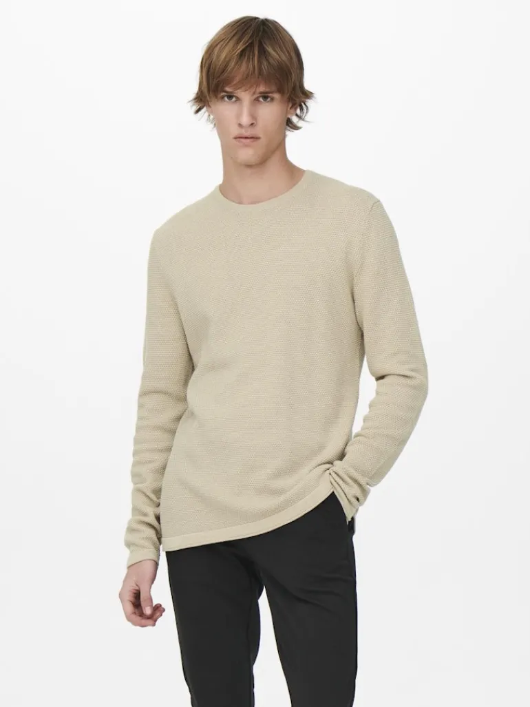 ONSPANTER REG 12 STRUC CREW KNIT NOOS silver lining