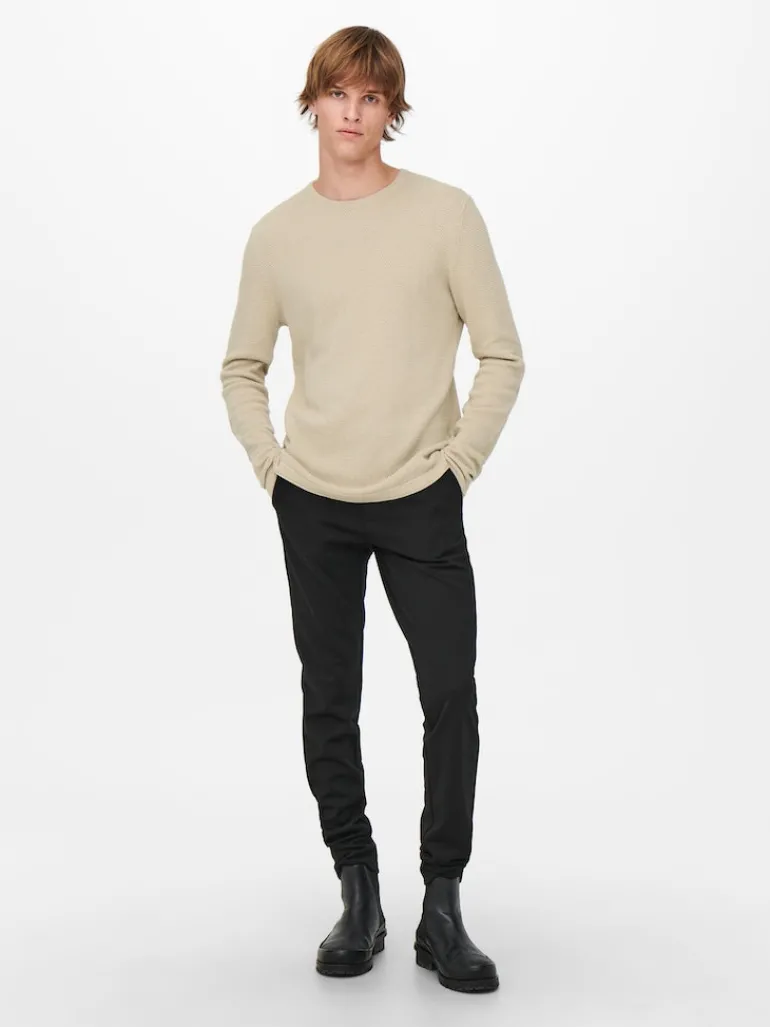 ONSPANTER REG 12 STRUC CREW KNIT NOOS silver lining