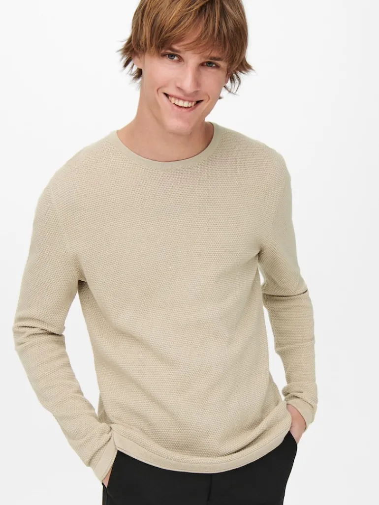 ONSPANTER REG 12 STRUC CREW KNIT NOOS silver lining