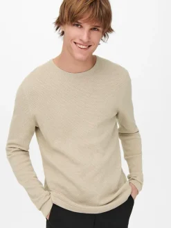 ONSPANTER REG 12 STRUC CREW KNIT NOOS silver lining