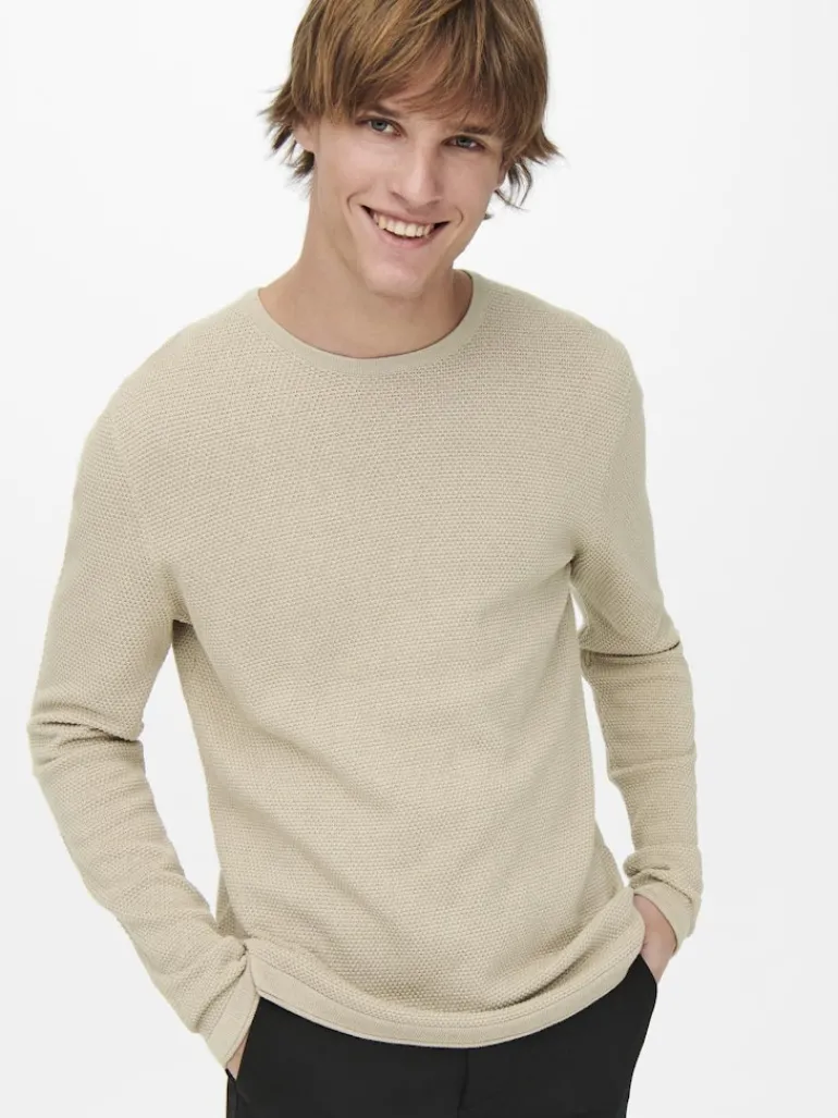 ONSPANTER REG 12 STRUC CREW KNIT NOOS silver lining