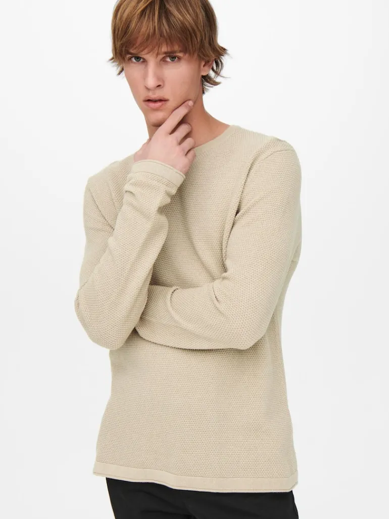 ONSPANTER REG 12 STRUC CREW KNIT NOOS silver lining