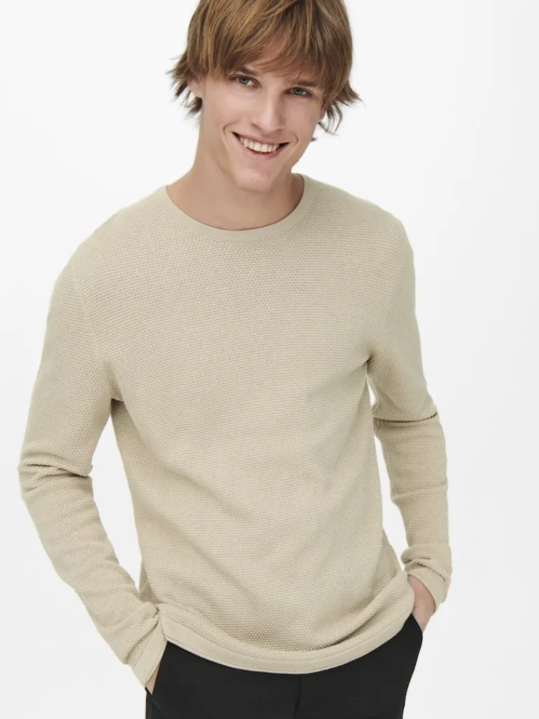 ONSPANTER REG 12 STRUC CREW KNIT NOOS silver lining