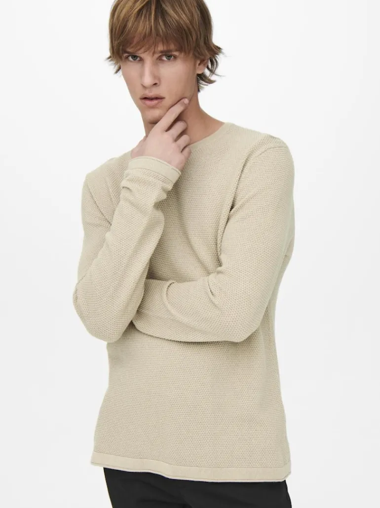 ONSPANTER REG 12 STRUC CREW KNIT NOOS silver lining