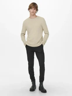 ONSPANTER REG 12 STRUC CREW KNIT NOOS silver lining