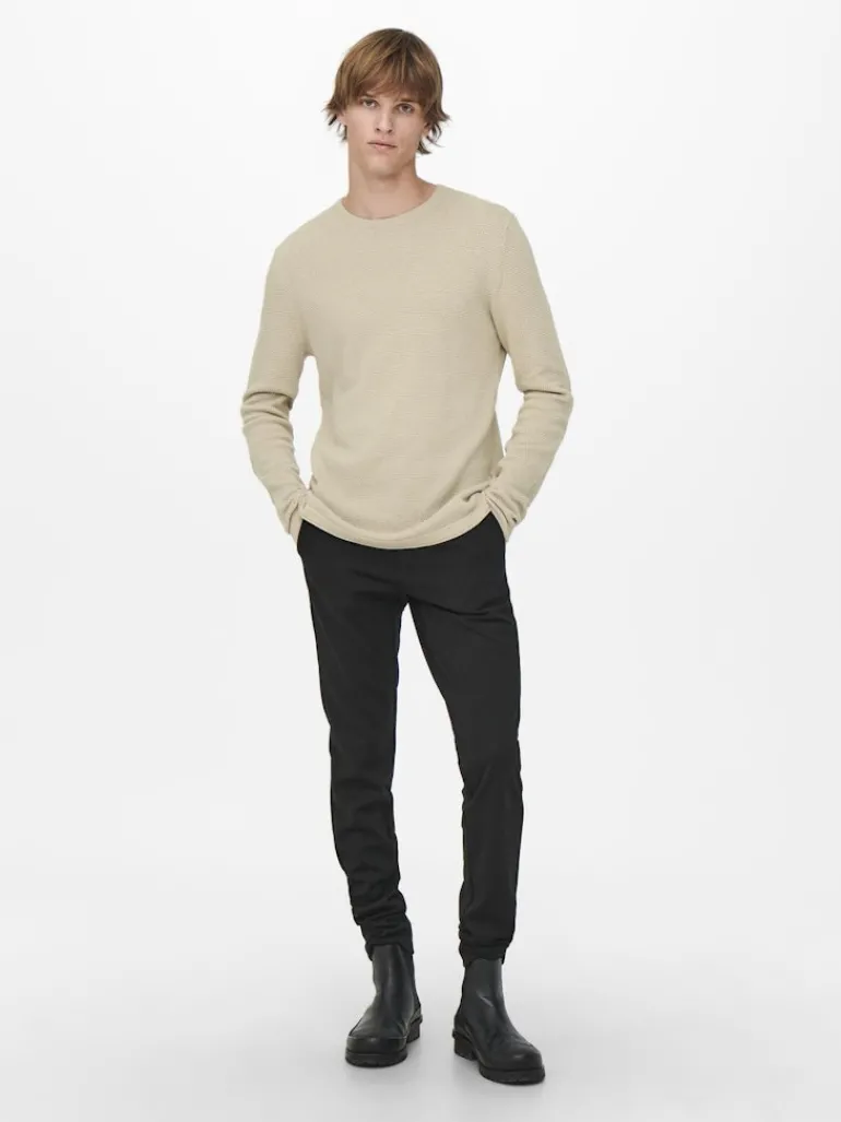 ONSPANTER REG 12 STRUC CREW KNIT NOOS silver lining