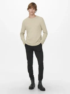ONSPANTER REG 12 STRUC CREW KNIT NOOS silver lining