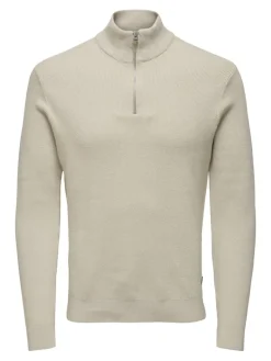 ONSPHIL REG 12 STRUC HALF ZIP KNIT NOOS silver lining